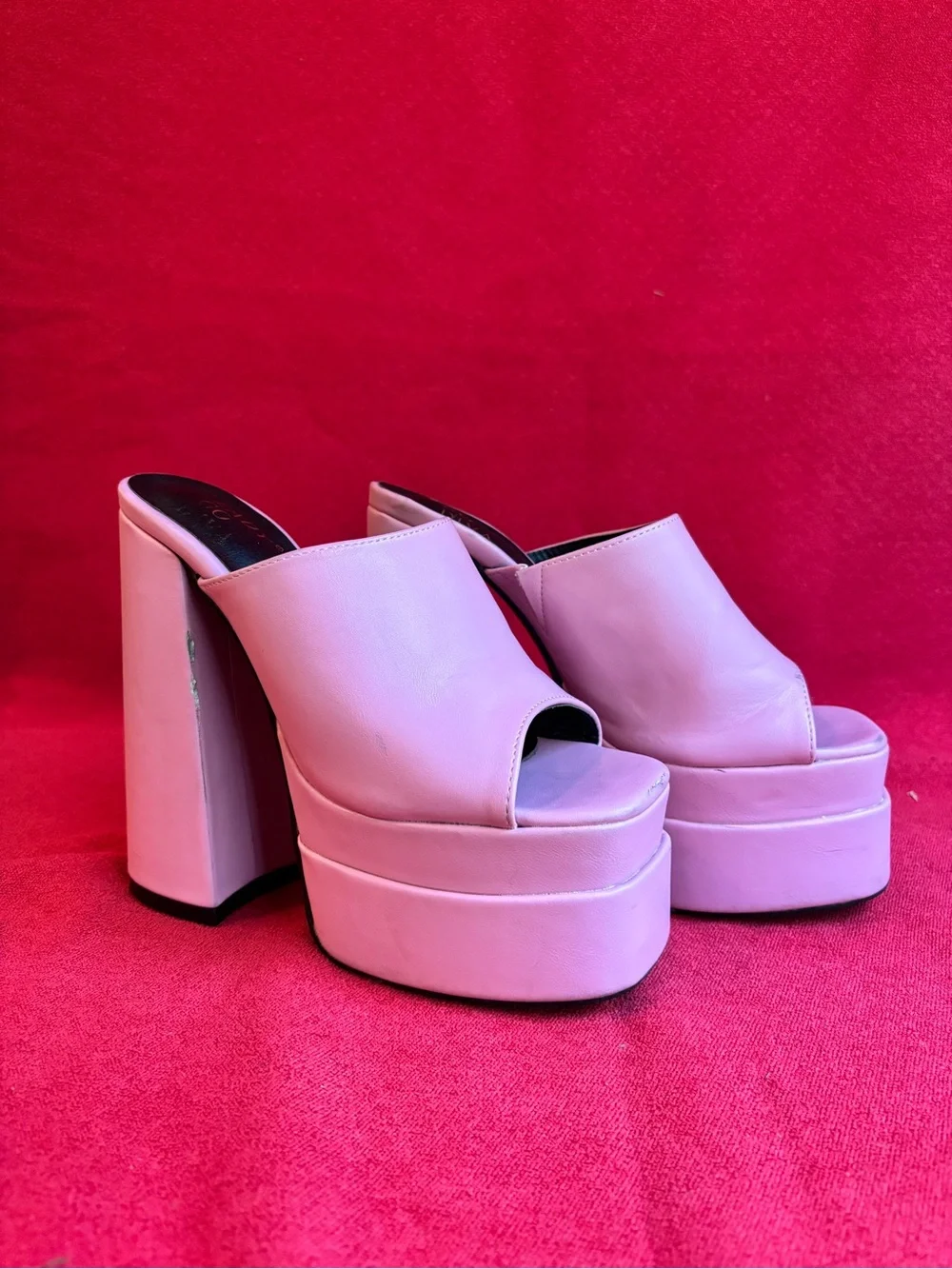 Women's Pink High Platform Slide Sandals